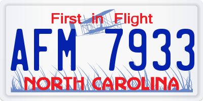 NC license plate AFM7933