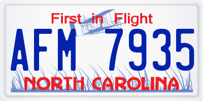 NC license plate AFM7935