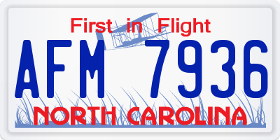 NC license plate AFM7936
