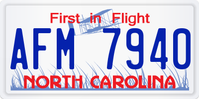 NC license plate AFM7940
