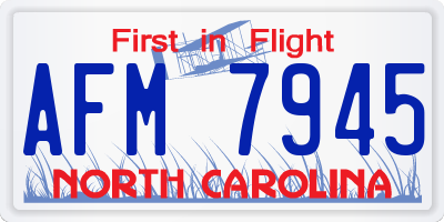 NC license plate AFM7945