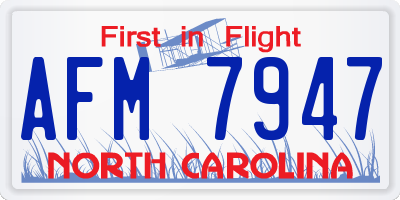 NC license plate AFM7947