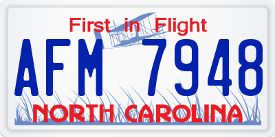 NC license plate AFM7948