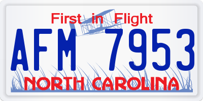 NC license plate AFM7953