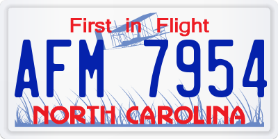 NC license plate AFM7954