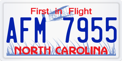 NC license plate AFM7955