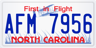 NC license plate AFM7956