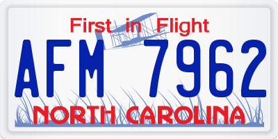 NC license plate AFM7962