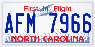 NC license plate AFM7966