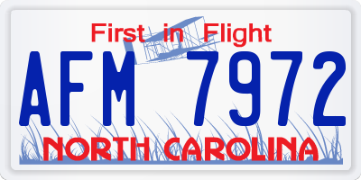NC license plate AFM7972