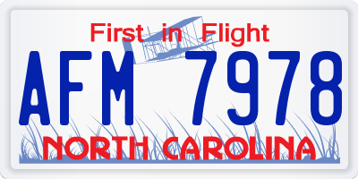 NC license plate AFM7978