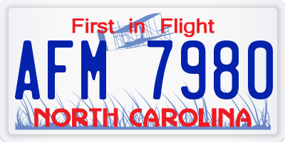 NC license plate AFM7980