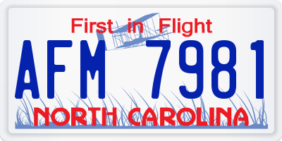 NC license plate AFM7981