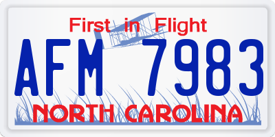 NC license plate AFM7983
