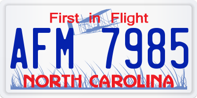 NC license plate AFM7985