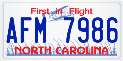 NC license plate AFM7986