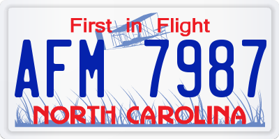 NC license plate AFM7987