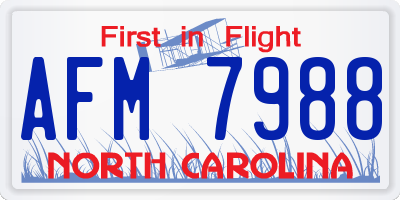 NC license plate AFM7988