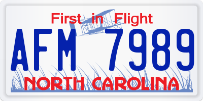 NC license plate AFM7989
