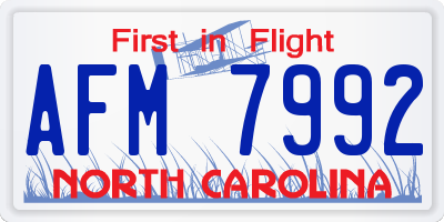 NC license plate AFM7992