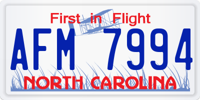 NC license plate AFM7994