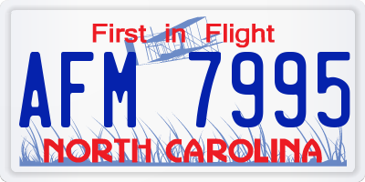 NC license plate AFM7995