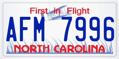 NC license plate AFM7996