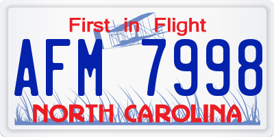 NC license plate AFM7998