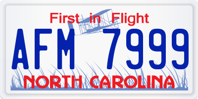 NC license plate AFM7999