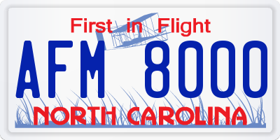 NC license plate AFM8000