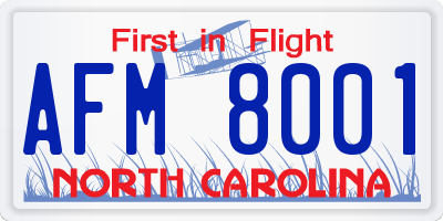 NC license plate AFM8001