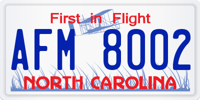 NC license plate AFM8002