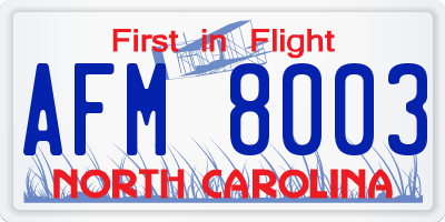 NC license plate AFM8003