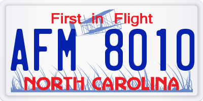 NC license plate AFM8010