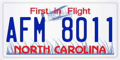 NC license plate AFM8011