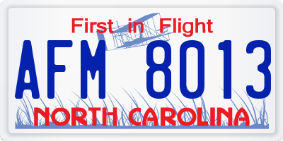 NC license plate AFM8013