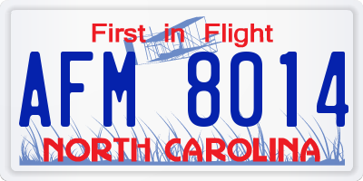 NC license plate AFM8014