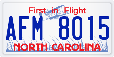 NC license plate AFM8015