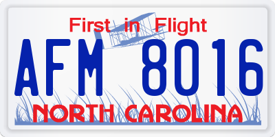 NC license plate AFM8016