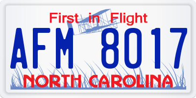 NC license plate AFM8017
