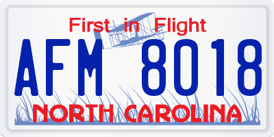 NC license plate AFM8018