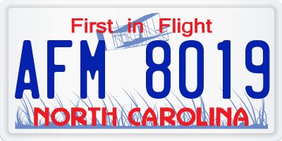 NC license plate AFM8019