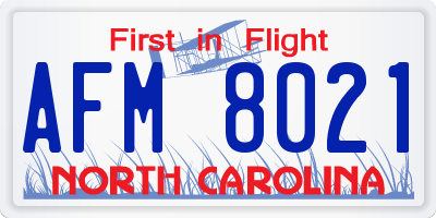 NC license plate AFM8021