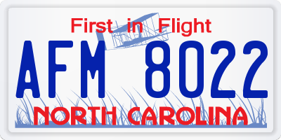 NC license plate AFM8022