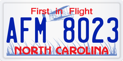 NC license plate AFM8023