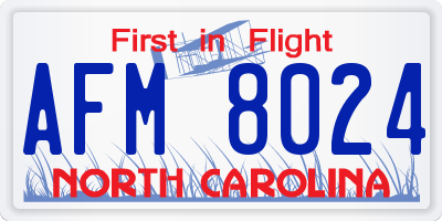 NC license plate AFM8024