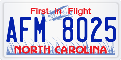 NC license plate AFM8025