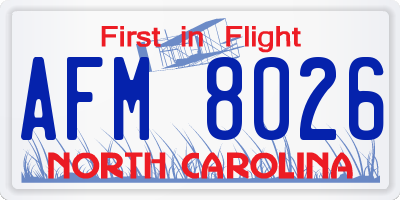 NC license plate AFM8026