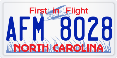 NC license plate AFM8028
