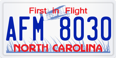 NC license plate AFM8030